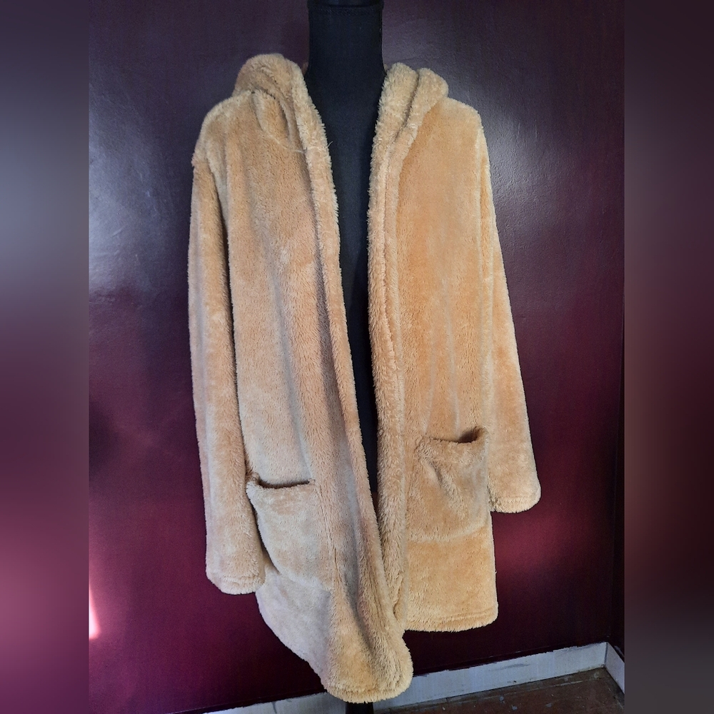 Tan Teddy Coat w/ Hoodie